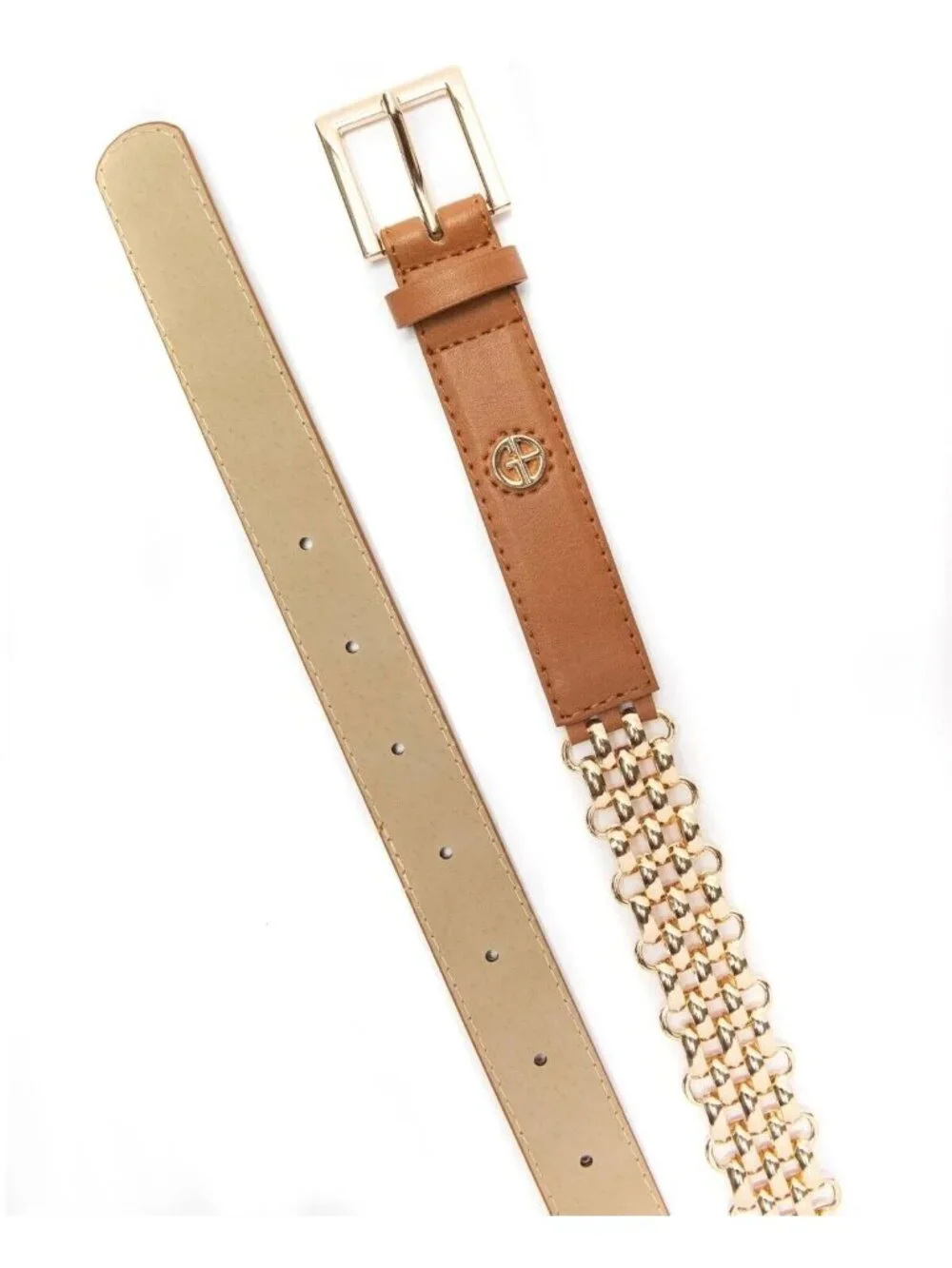 Giani Bernini Metal Link Belt Cognac, Sz. XL